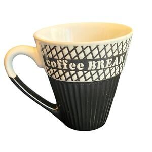 NWT Todays Home 'Coffee BREAK' Coffee Mug 16oz Black and White